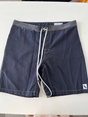Steven Alan Navy Swim Trunks with White Stitching